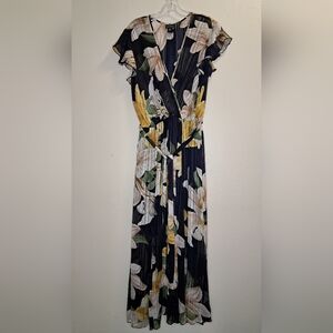 Enfocus Studio Black and Yellow Floral Midi Dress